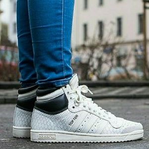 Adidas Snakeskin Top 10 Hi in White (no box)